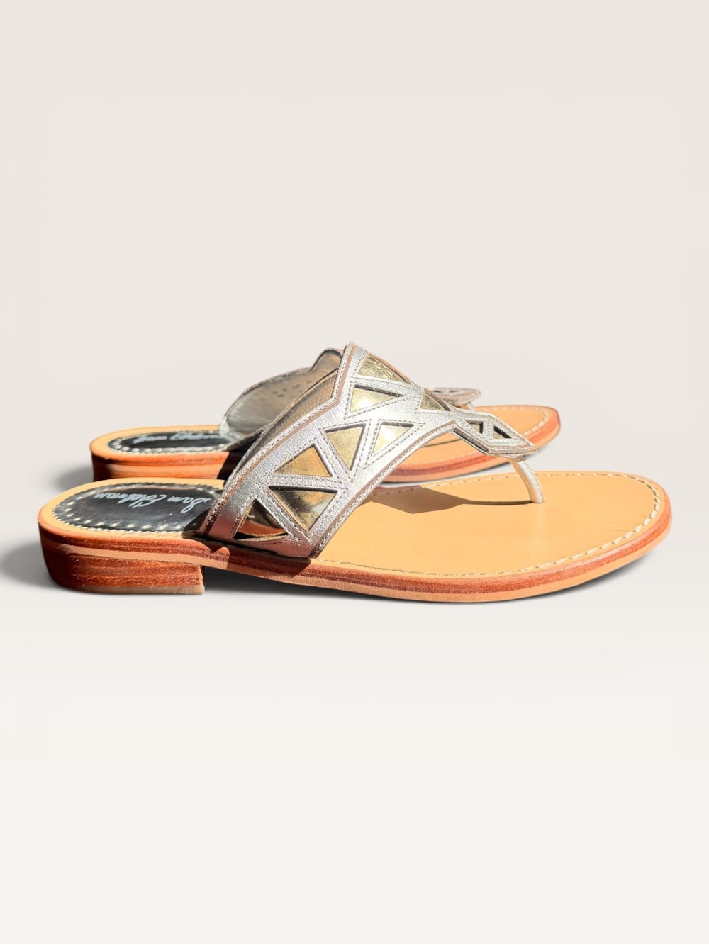 Sam Edelman Silver Metallic Leather Thong Sandals